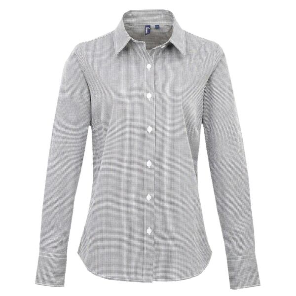 Women's Microcheck (Gingham) long sleeve cotton shirt Thumbnail